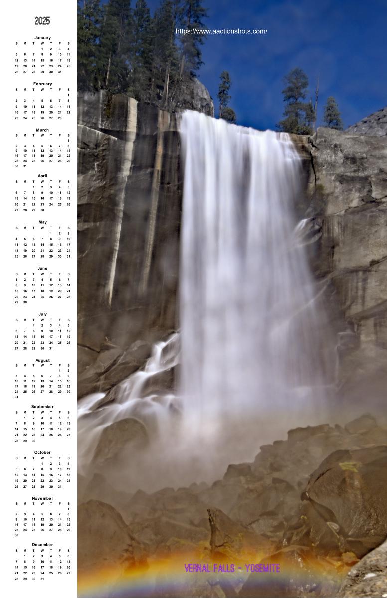 Vernal Falls, Yosemite - Calendar 2025