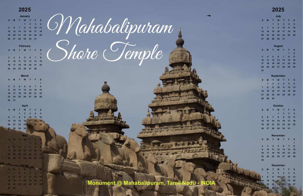 Elegant Shore Temple Poster Calender 2025