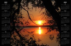 Sunset Silhouettes Over the Lake